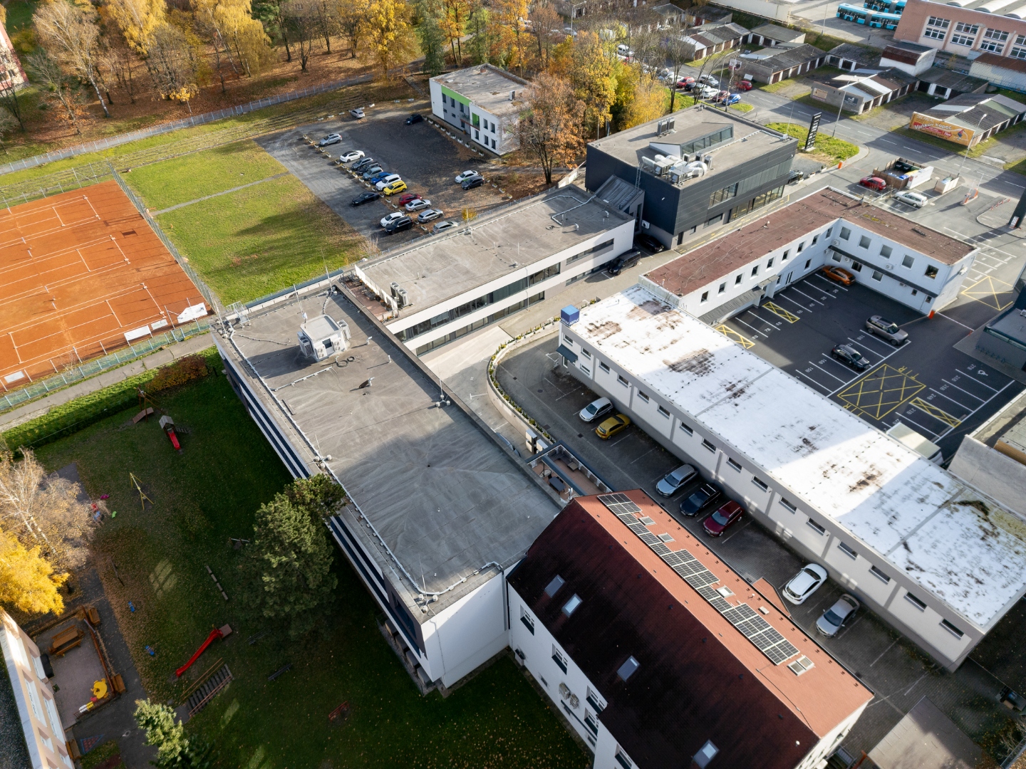 Letecký záběr areálu